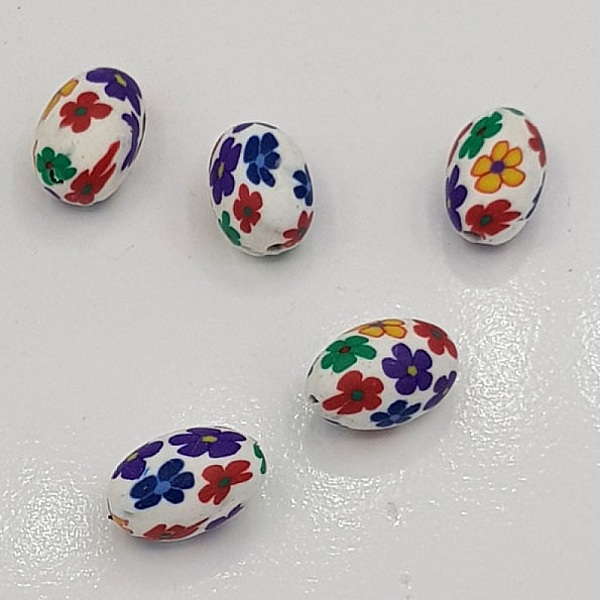 Perle Ovale p&acirc;te polym&egrave;re 10 x 15 mm Fleur N&deg;03