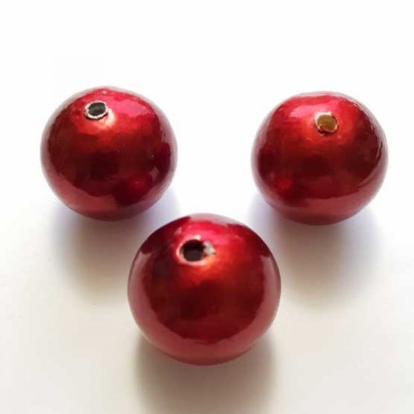 Round Bead Papier Mach&eacute; GT 30mm Red