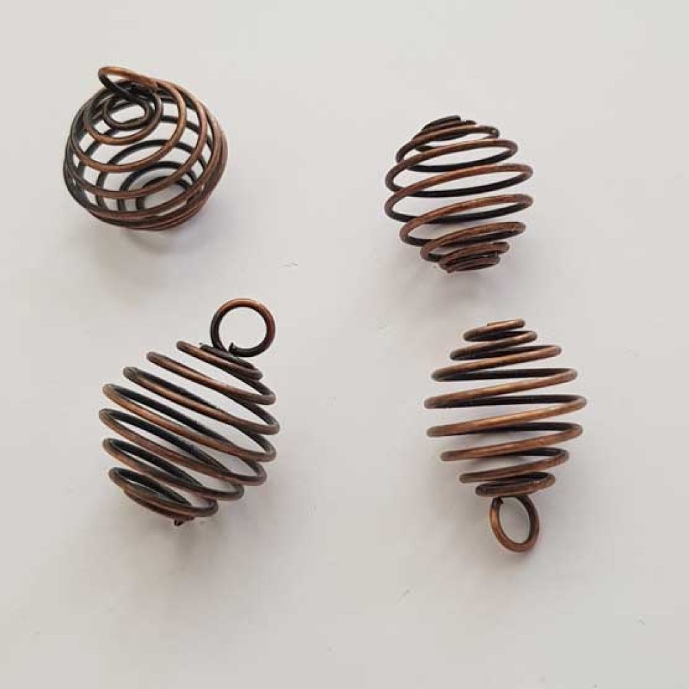 Pearl Spiral Spring Cage 20 mm Copper N°07