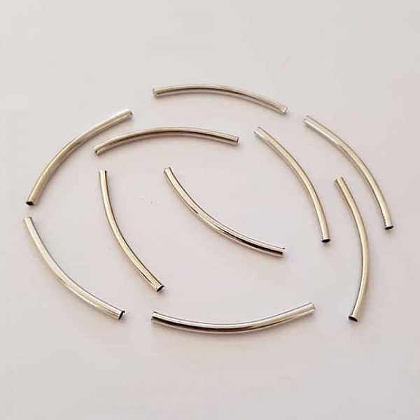 Perle Tube Courb&eacute; N&deg;01 Argent Vieilli 30 mm