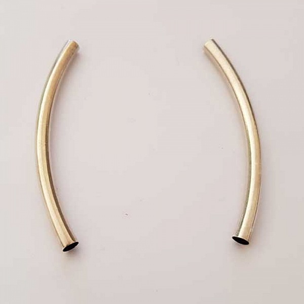 Perle Tube Courb&eacute; N&deg;03 Argent Vieilli 68 mm