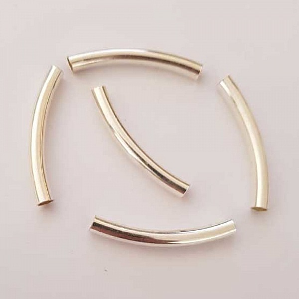 Perle Tube Courb&eacute; N&deg;04 Argent 38 mm