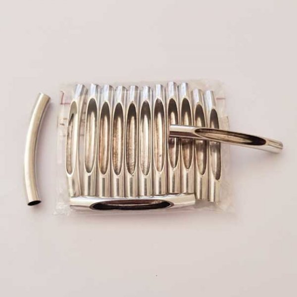 Perle Tube Courb&eacute; N&deg;10 Argent Vieilli 50 mm