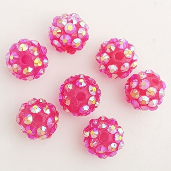 Acrylic and rhinestone bead 10 mm shamballa style N&deg;02