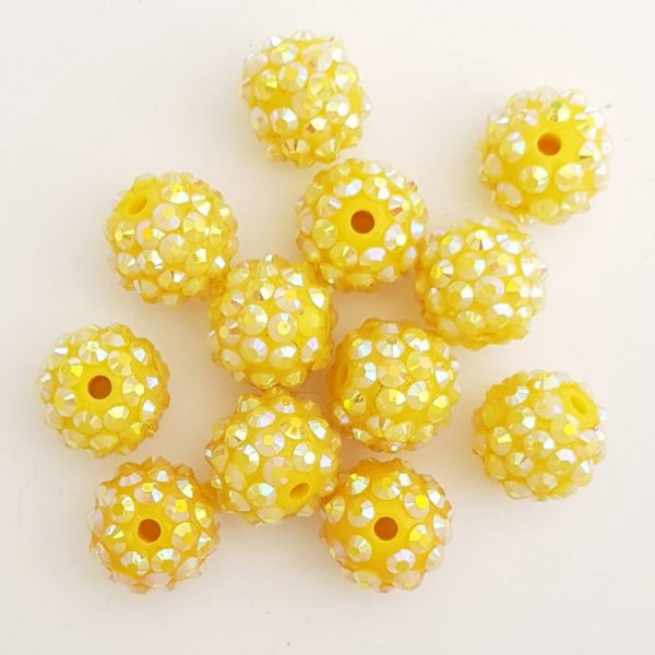 Acrylic and rhinestone bead 14 mm shamballa style N&deg;01