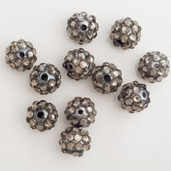 Acrylic and rhinestone bead 10 mm shamballa style N&deg;05