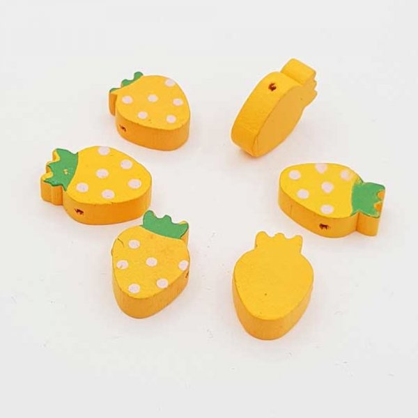 Wooden bead strawberry shape orange N&deg;01-07