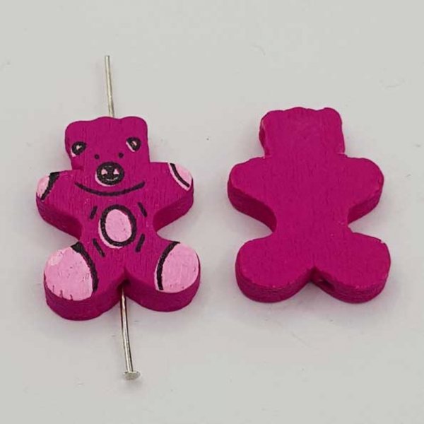 Wooden bead bear shape purple N&deg;01-03.