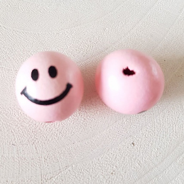 Wooden bead head character N&deg;06 Pink
