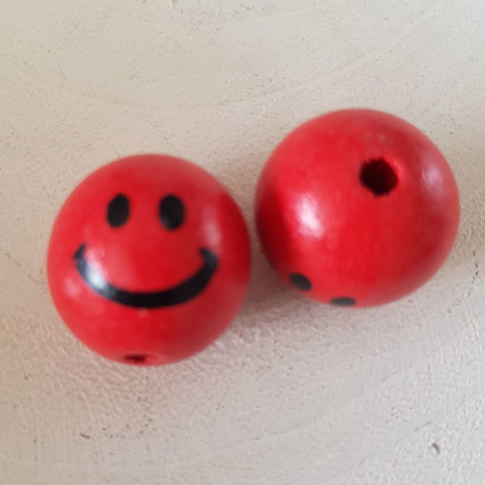 Wooden bead head character N°03 Red