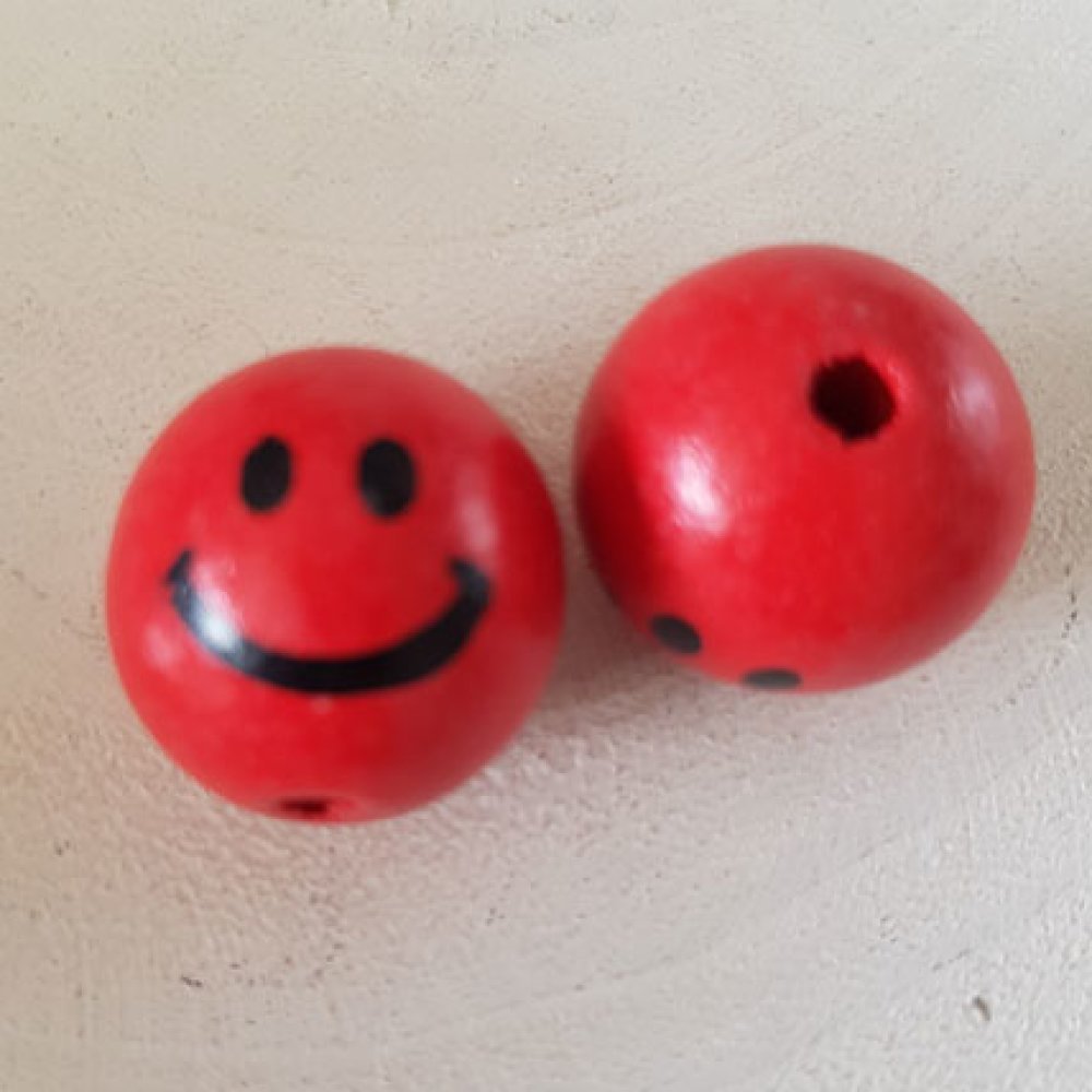 Wooden bead head character N°03 Red