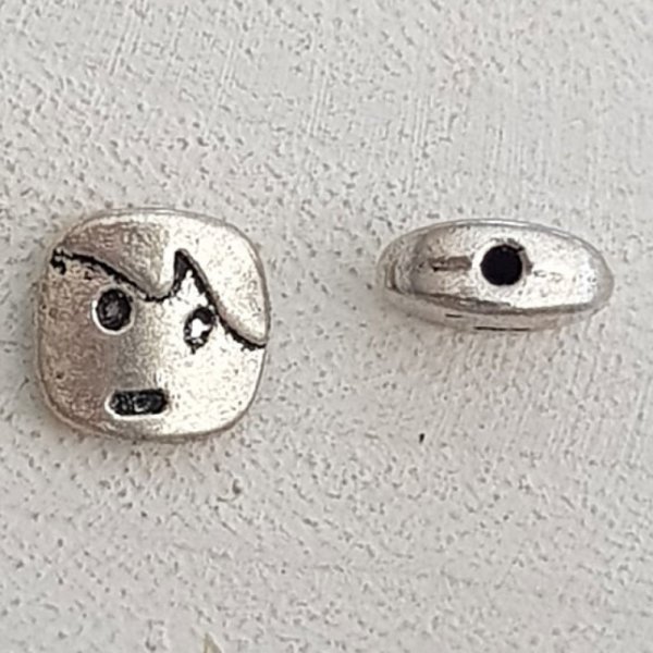 Metal bead Boy 3D silver N&deg;02