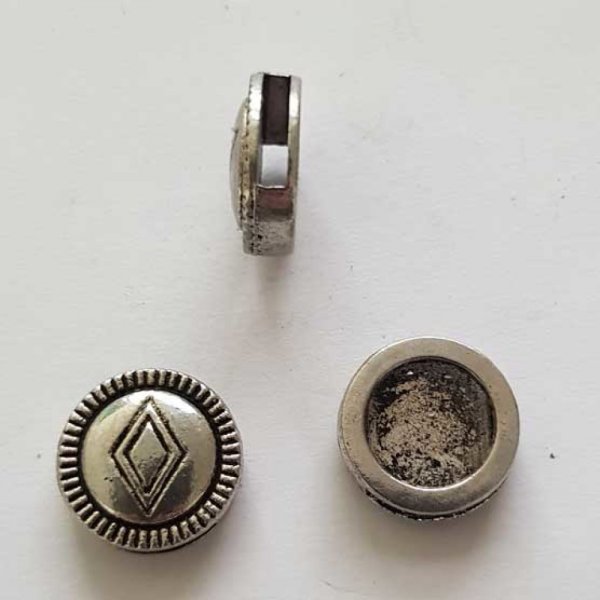 Perle passant pour cuir 10 mm Argent N&deg;16