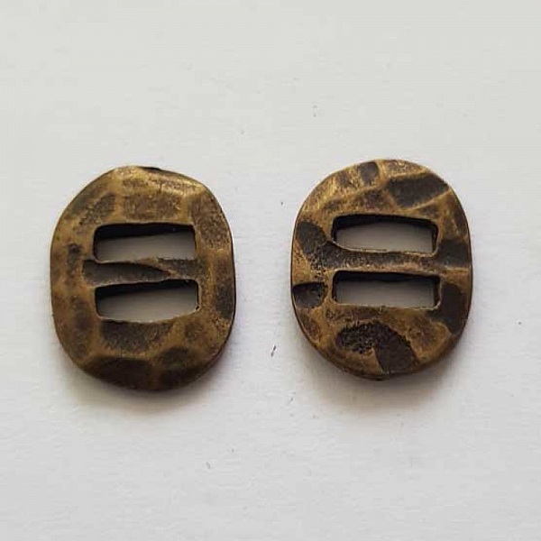 Perle passant rectangle pour cuir 06 mm Bronze N&deg;12