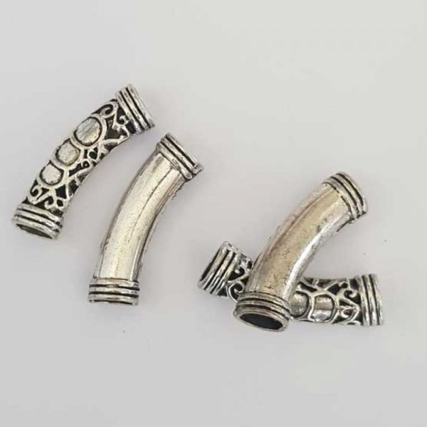 Perle passant tube Argent N&deg;30 Courb&eacute;