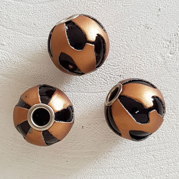 Round leather bead N&deg;07 Copper