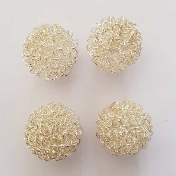Perle ronde fil de fer m&eacute;tal fantaisie 24 mm Argent