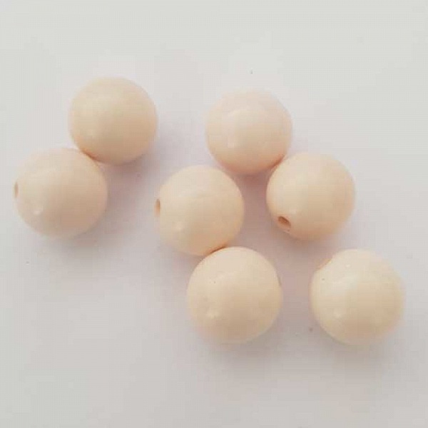 Perle ronde plastique brillante cr&egrave;me 12 mm N&deg;001