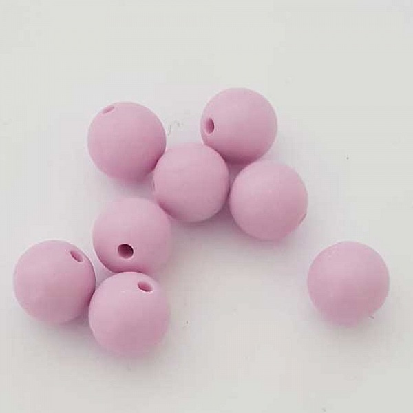 Perle ronde plastique mat mauve 12 mm N&deg;003