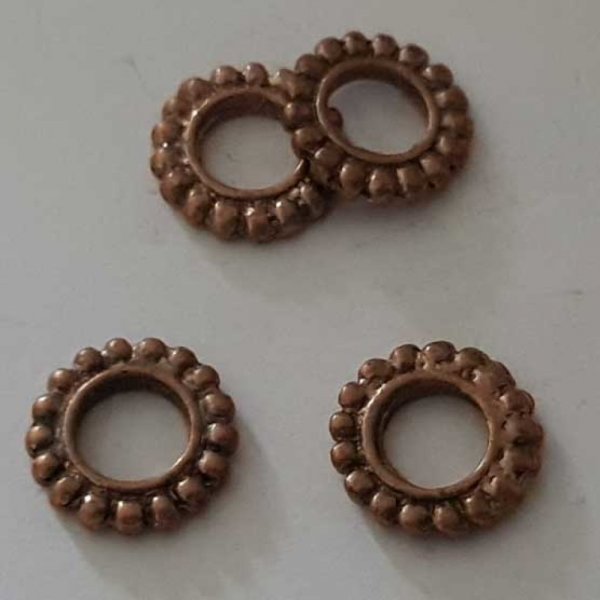 Perle rondelle plate anneau intercalaire en m&eacute;tal argent&eacute; 025 Cuivre