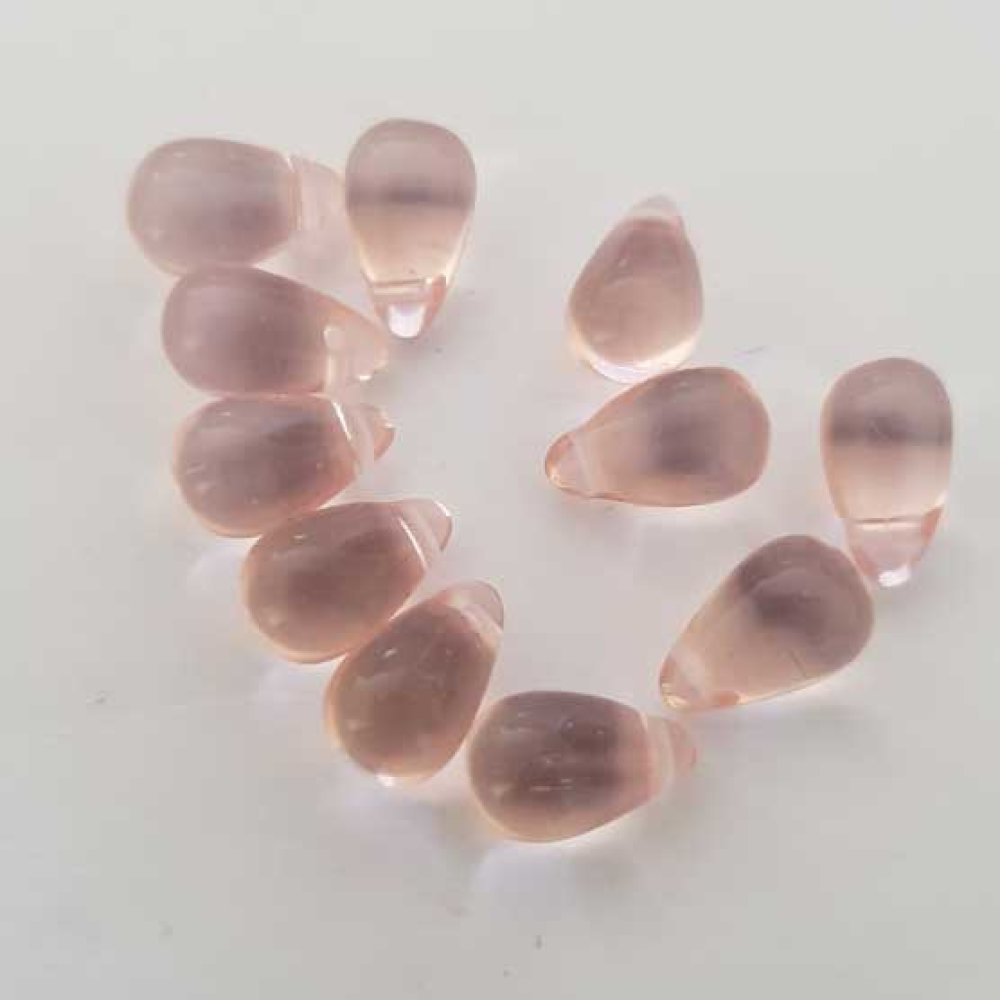 Petite Perle Goutte en Verre Rose 04 Transparent 9 mm x 6 mm