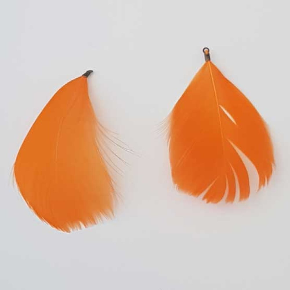 Plume 7 cm N°01 Orange Avec Embout Bronze