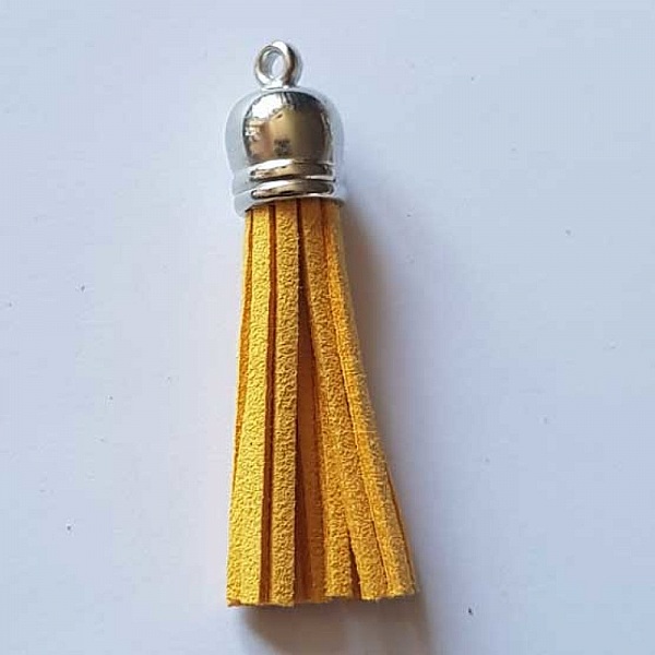 Pompon su&eacute;dine uni 60 mm N&deg;35 Jaune