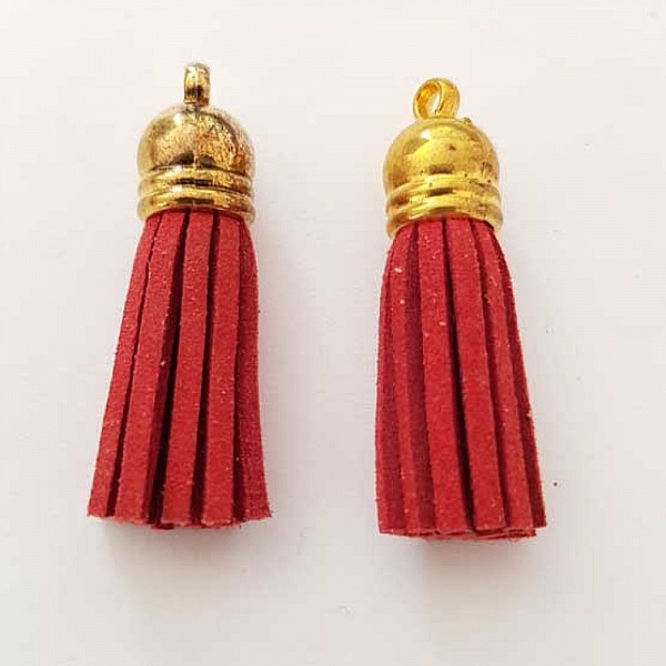 Pompon su&eacute;dine uni 38 mm N&deg;02 Bordeaux