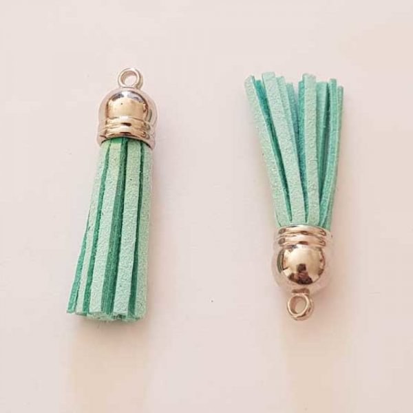 Pompon su&eacute;dine uni 43 mm N&deg;01 Turquoise