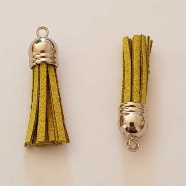 Pompon su&eacute;dine uni 43 mm N&deg;04 Kaki