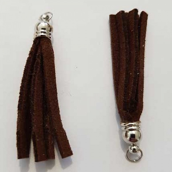 Pompon su&eacute;dine uni 45 mm N&deg;06 Marron Fonc&eacute;