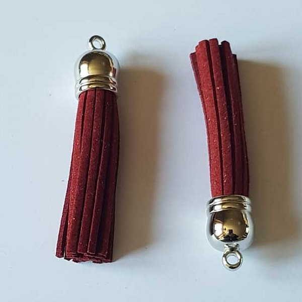 Pompon su&eacute;dine uni 60 mm N&deg;29 Bordeaux