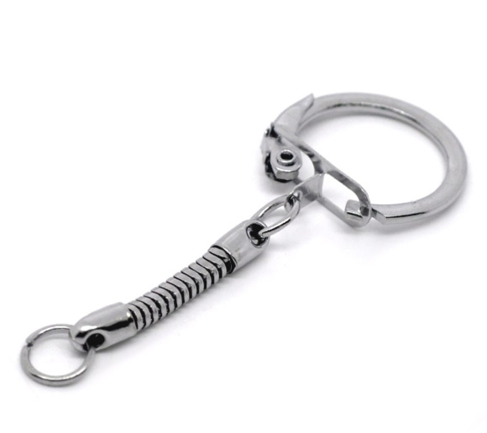Silver metal key ring 6 cm