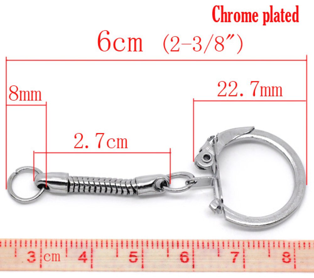 Silver metal key ring 6 cm