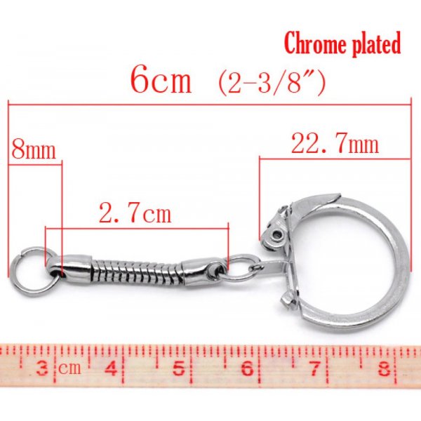 Silver metal key ring 6 cm