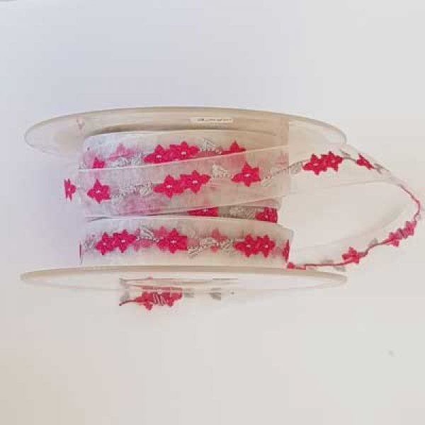 Ruban Galon 15 mm motif Fantaisie N&deg;05 Fushia