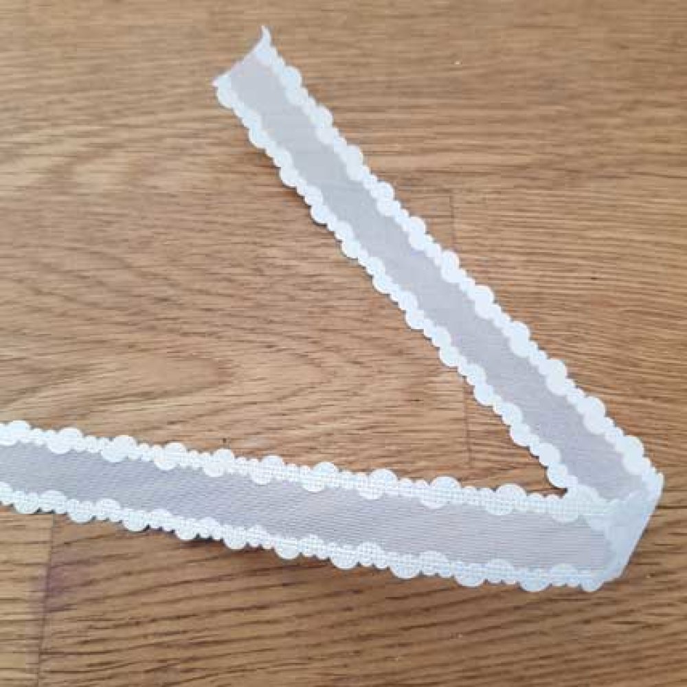 Ruban Organza fantaisie 15 mm N°134 Blanc