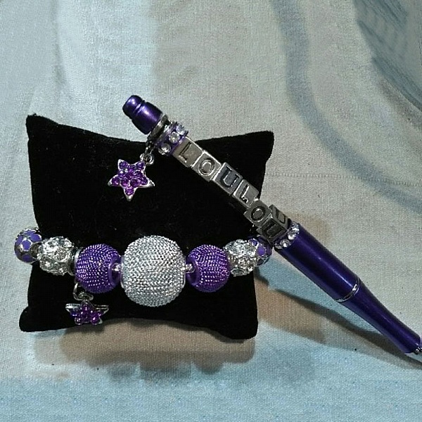 Dark Blue Decorative Bead Pen to customize x 1 piece