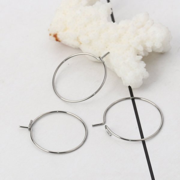 Silver Creole Earring Holder Stainless Steel N&deg;03-20 mm x 5 pairs