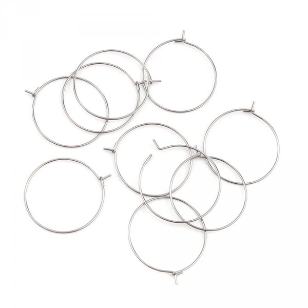 Silver Stainless Steel Creole Earring Holder N&deg;03-35 mm x 5 pairs