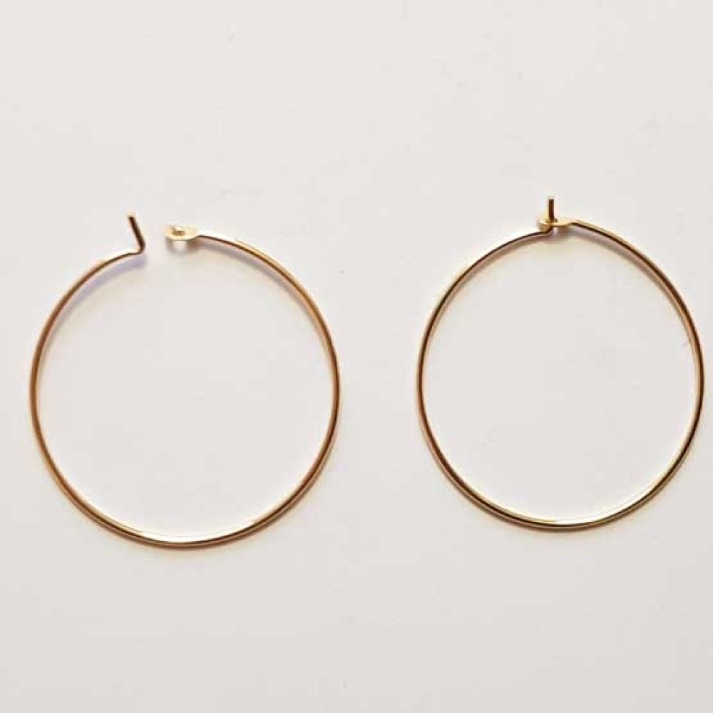 Gold plated 18K Gold Creole earring holder N°01-25 mm x 1 pair