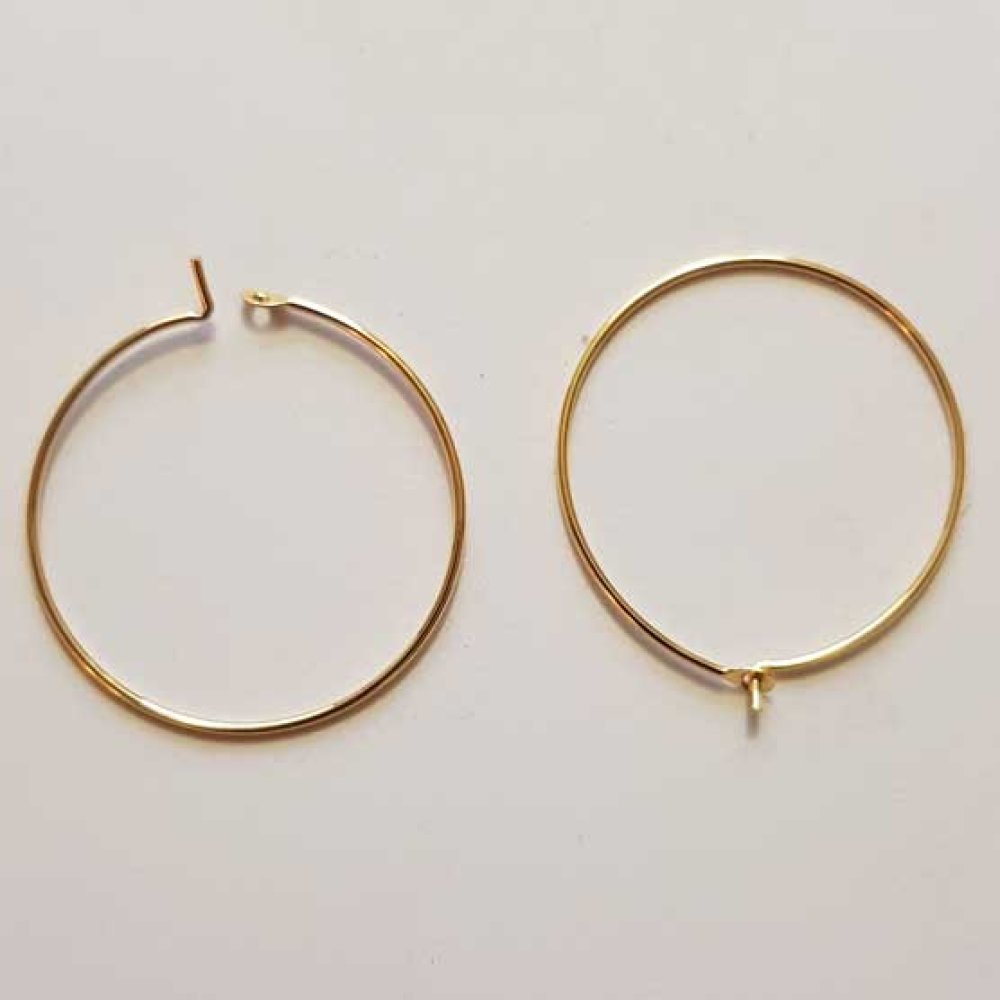 Gold plated 18K Gold Creole earring holder N°01-25 mm x 1 pair