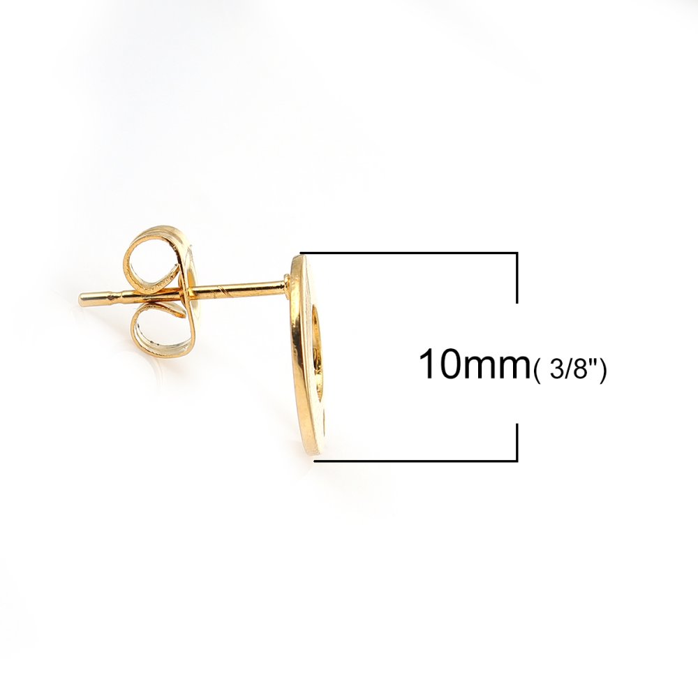 Earring holder 10 mm round stainless steel chip N°04 Gold