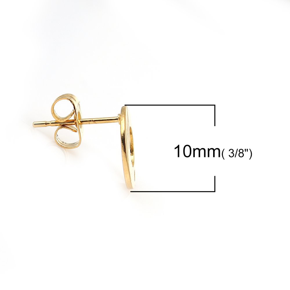 Earring holder 10 mm round stainless steel chip N°04 Gold