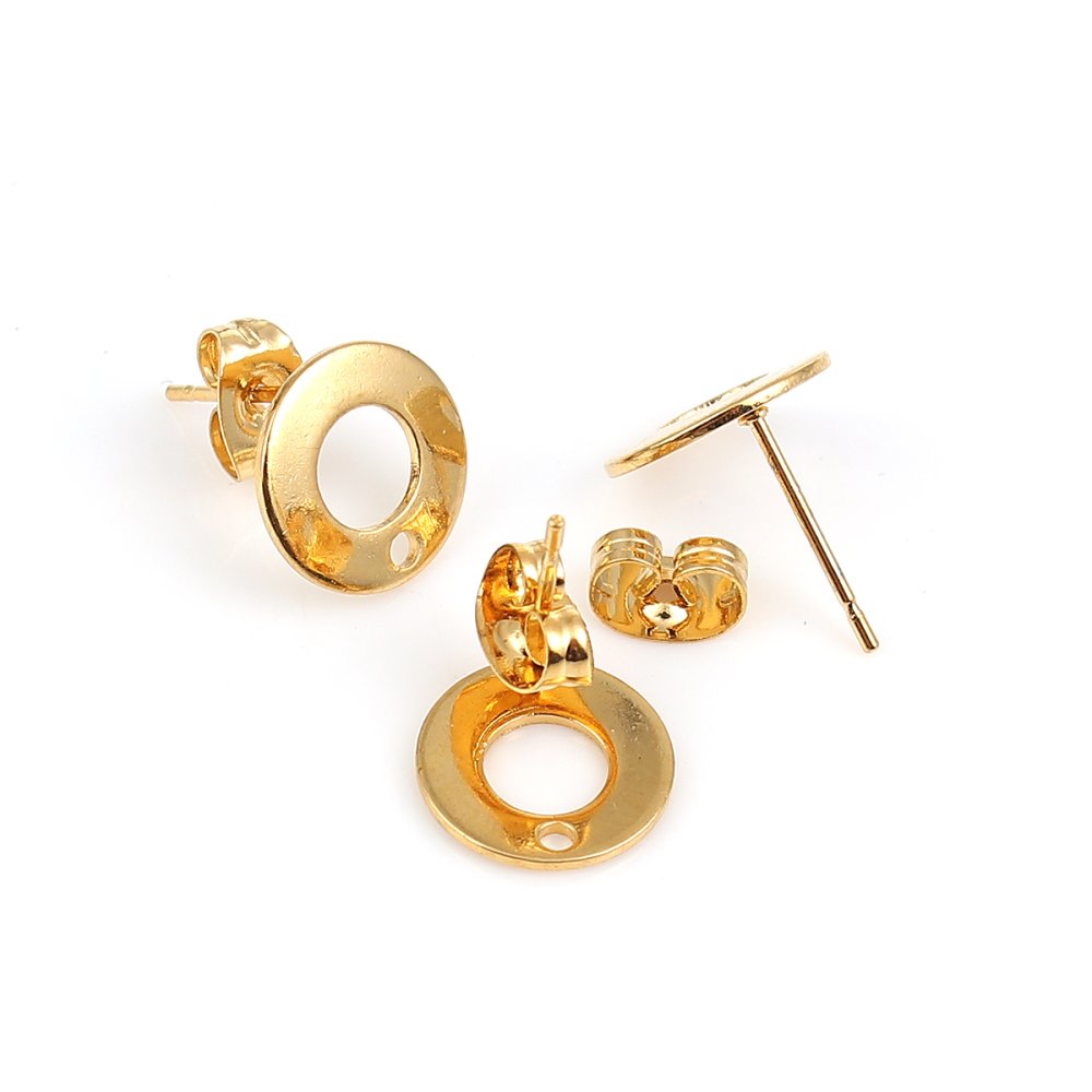 Earring holder 10 mm round stainless steel chip N°04 Gold