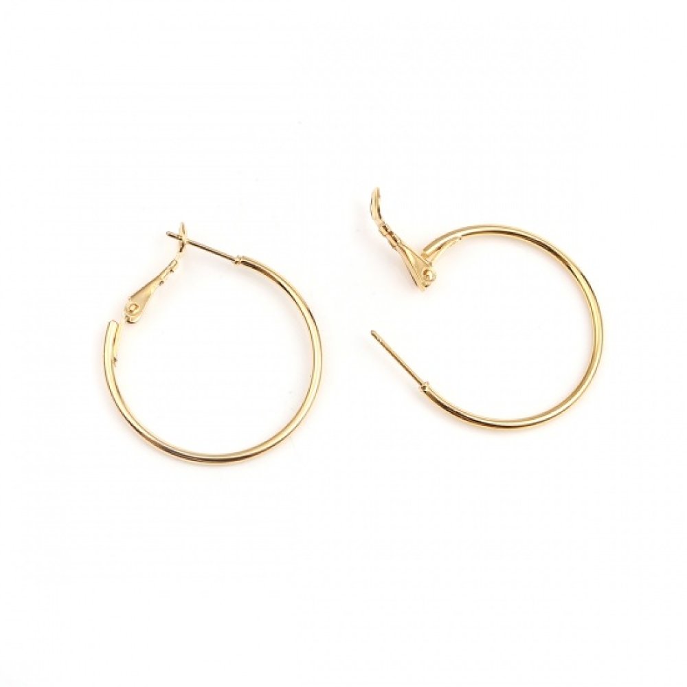 Support Boucle d'oreille Créole Plaqué Or 18K Doré N°02-30 mm x 1 paire