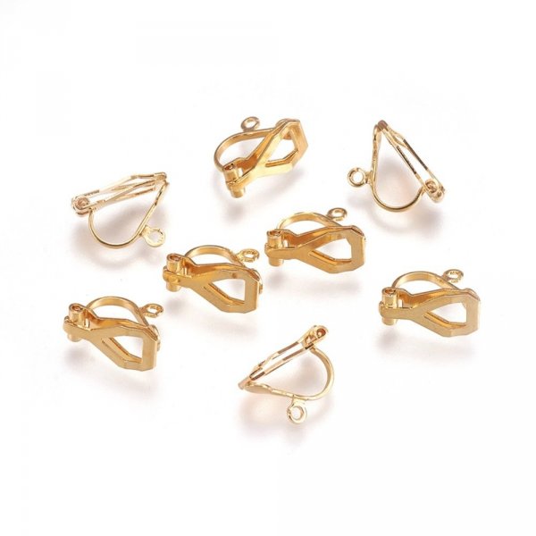 Earring Holder Stainless Steel Clip N&deg;05 x 1 pair gold