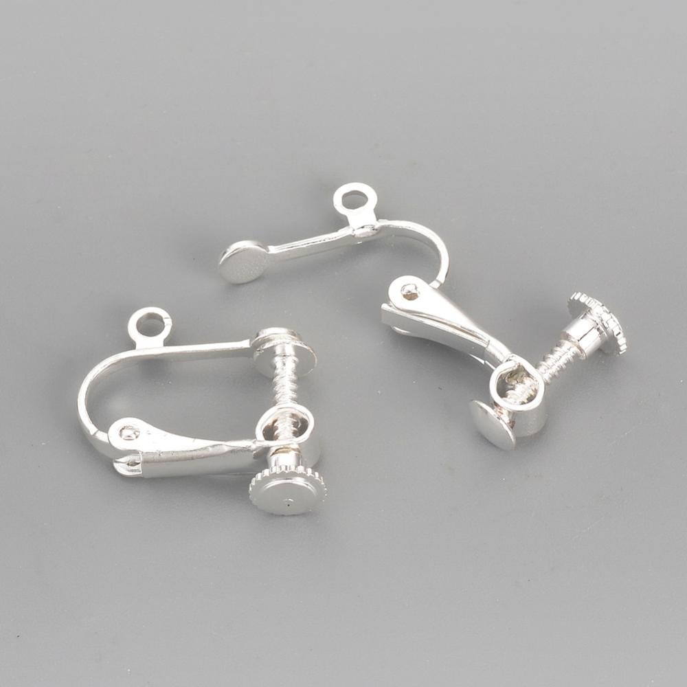 Support Boucle d'oreille Clip réglable à vis argenté 15 x 17 mm x 1 paire