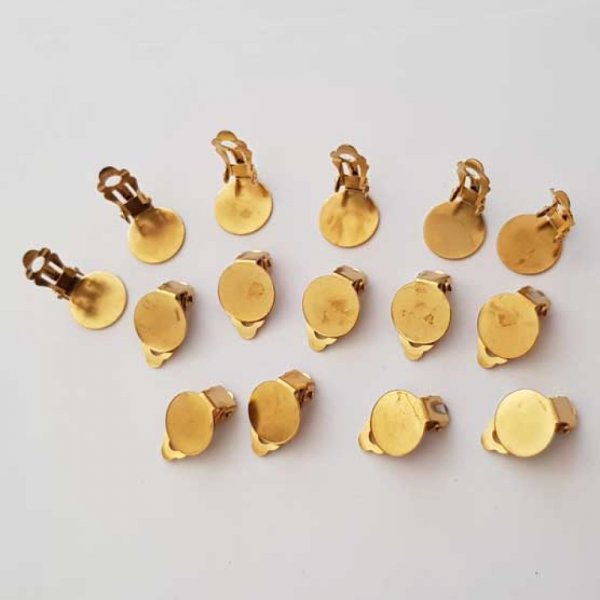 Support Boucle d'oreille Clips Plateau Acier Inoxydable Dor&eacute; N&deg;02 - 2&eacute;me Choix