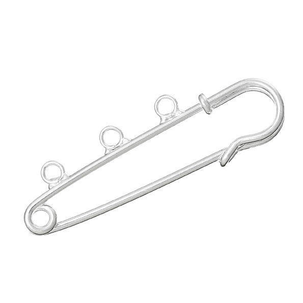Support Brooch Pin Silver plated 3 rings 50x15 mm N°002-par1 